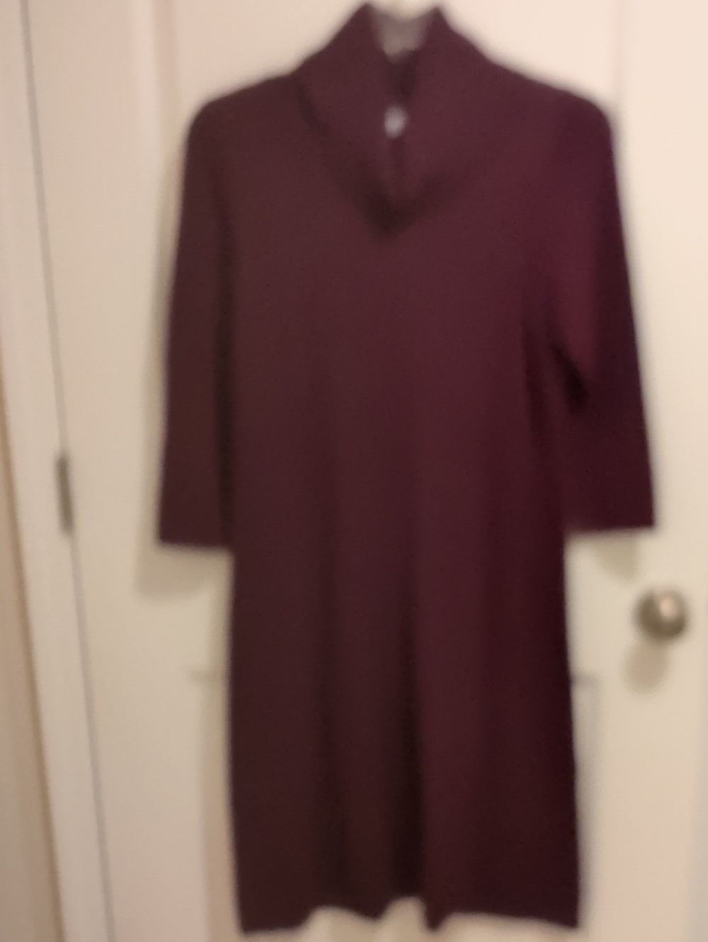 Women's Plum Knee-Length Cowl Neck Sweater Dress